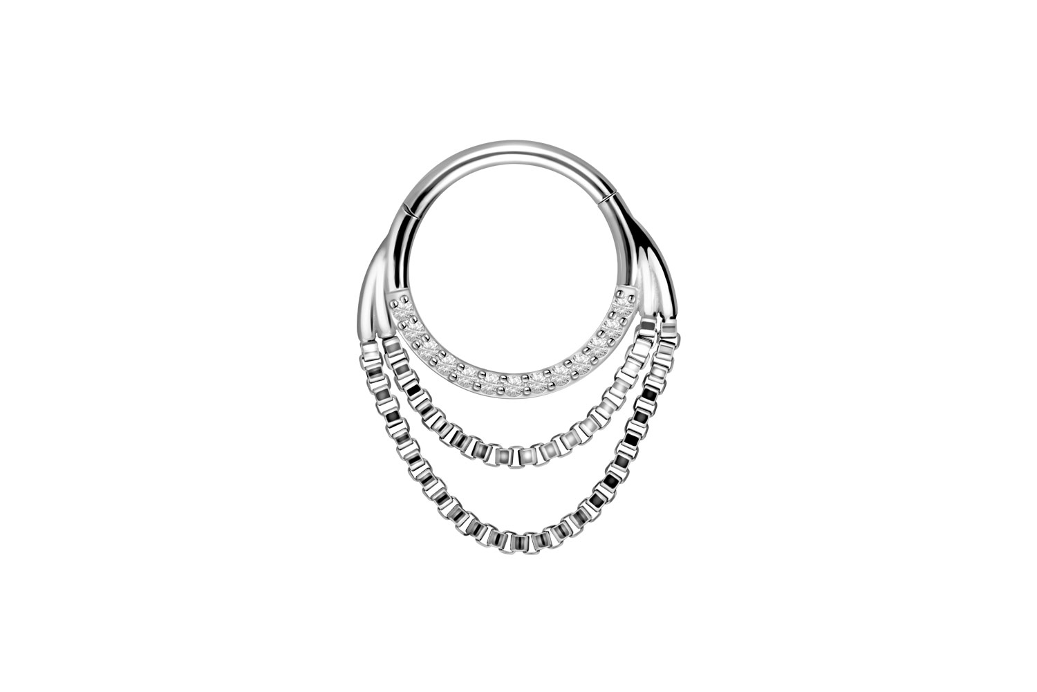 Chirurgenstahl Segmentring Clicker Piercing 2 KETTEN + EINGEFASSTE KRISTALLE
